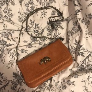 leather crossbody with elephant